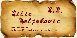Milić Maljoković vizit kartica